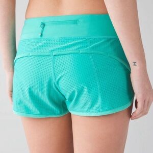 RARE NWOT Lululemon Speed Perforated Shorts 2.5" Bali Breeze Green Mesh Size 4
